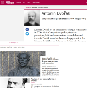 Captures d'écrans d'une page sur Antonín Dvořák utilisant des polices incomplètes