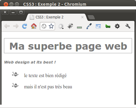 capture écran page HTML5 avec CSS3
